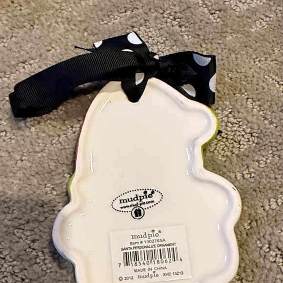 Mud Pie Red and White Santa Ornament with Black Bow - Picture 3 of 5